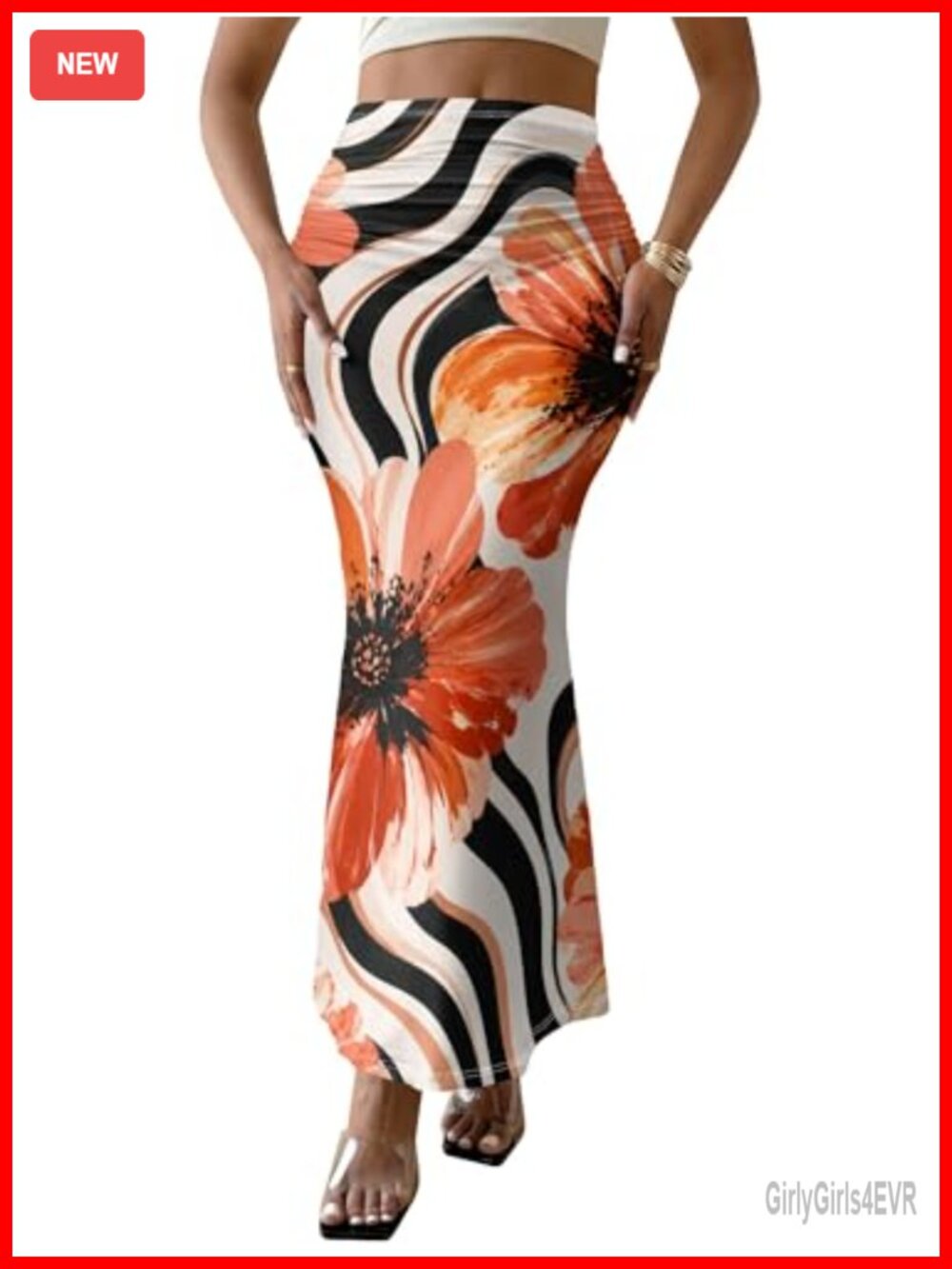 High Waisted Boho Floral Maxi Skirt Flowy A-Line Summer
